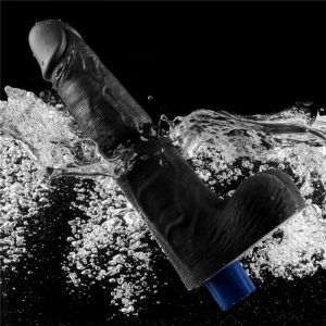 10" REAL SOFTEE Rechargeable TPE Vibrating Dildo(Black)