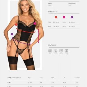 Bielizna-Sharlotte gorset i stringi czarny  S/M