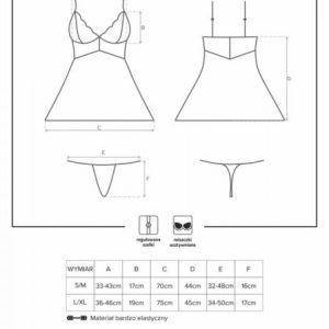 Bielizna-810-BAB-2 babydoll i stringi biała  S/M